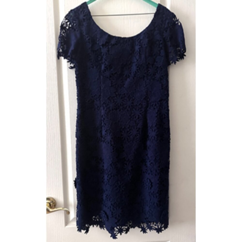 Lilly Pulitzer Navy Crochet Floral Lace Dress Size 10